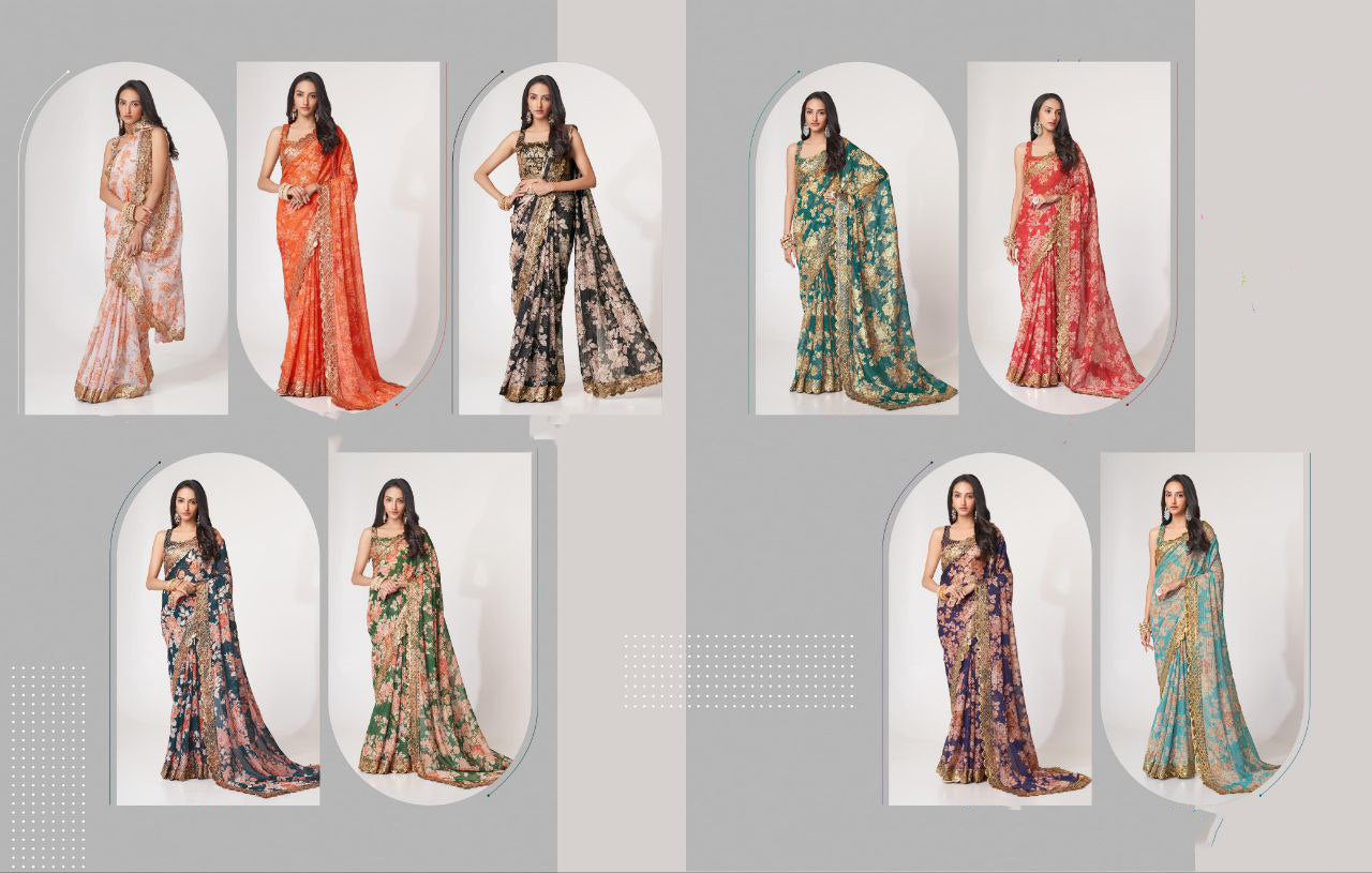 LUXE CHIC Floral Sarees