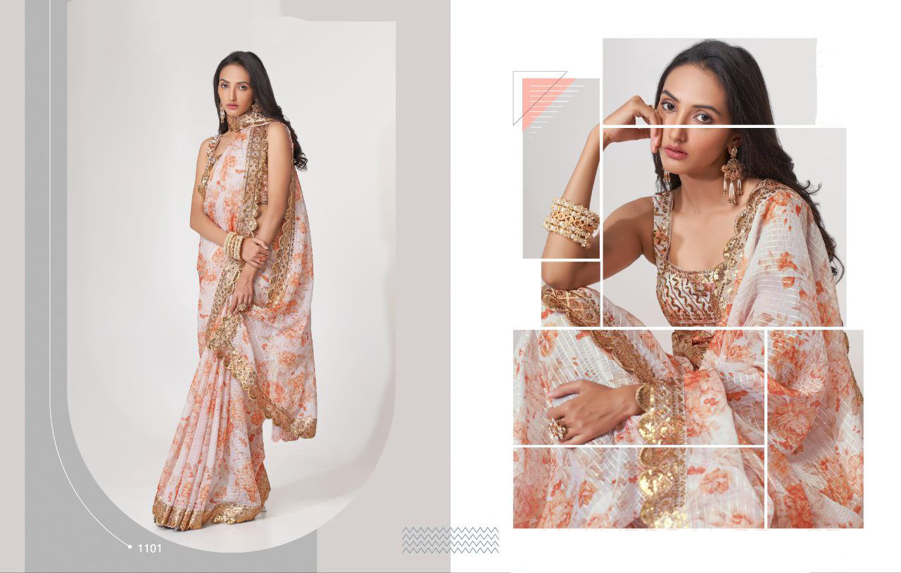 LUXE CHIC Floral Sarees