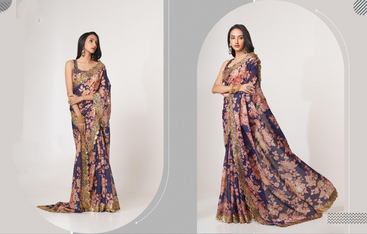 LUXE CHIC Floral Sarees