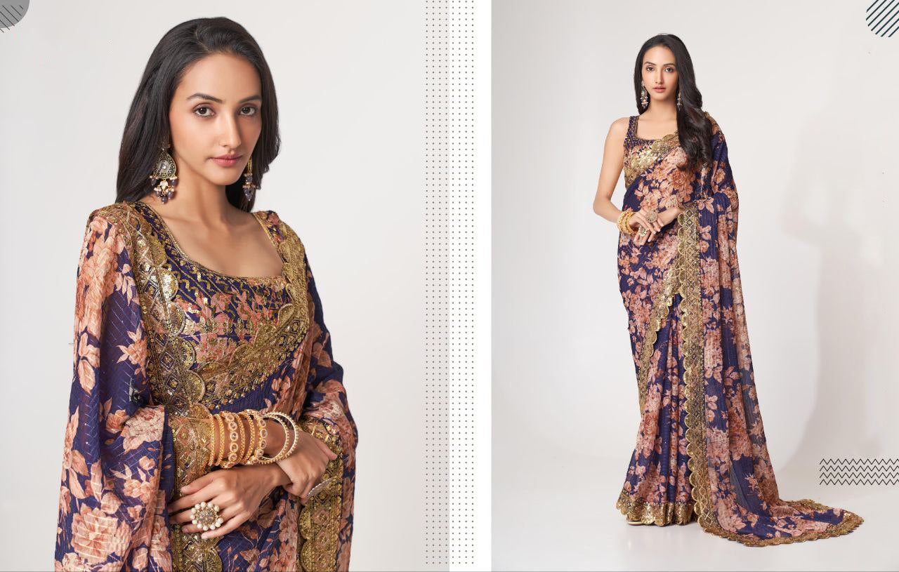 LUXE CHIC Floral Sarees