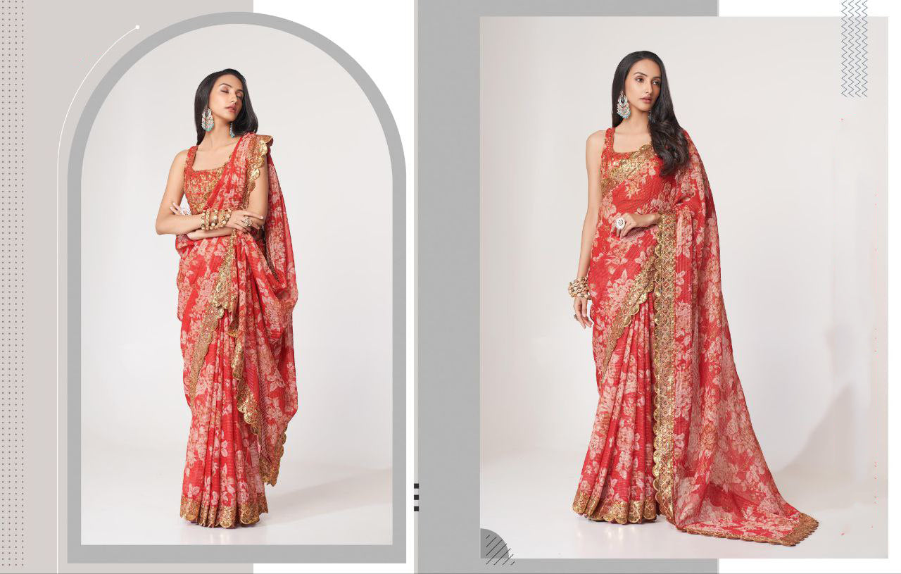 LUXE CHIC Floral Sarees