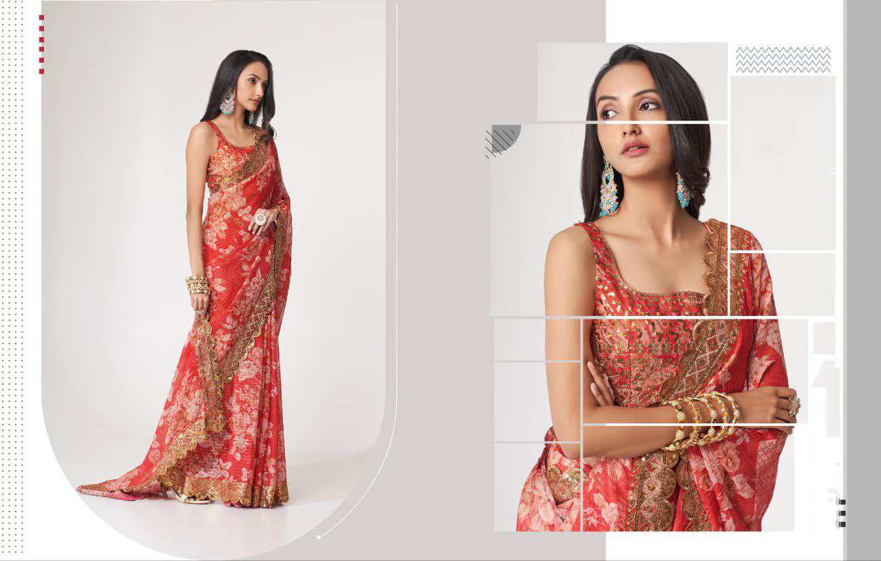 LUXE CHIC Floral Sarees