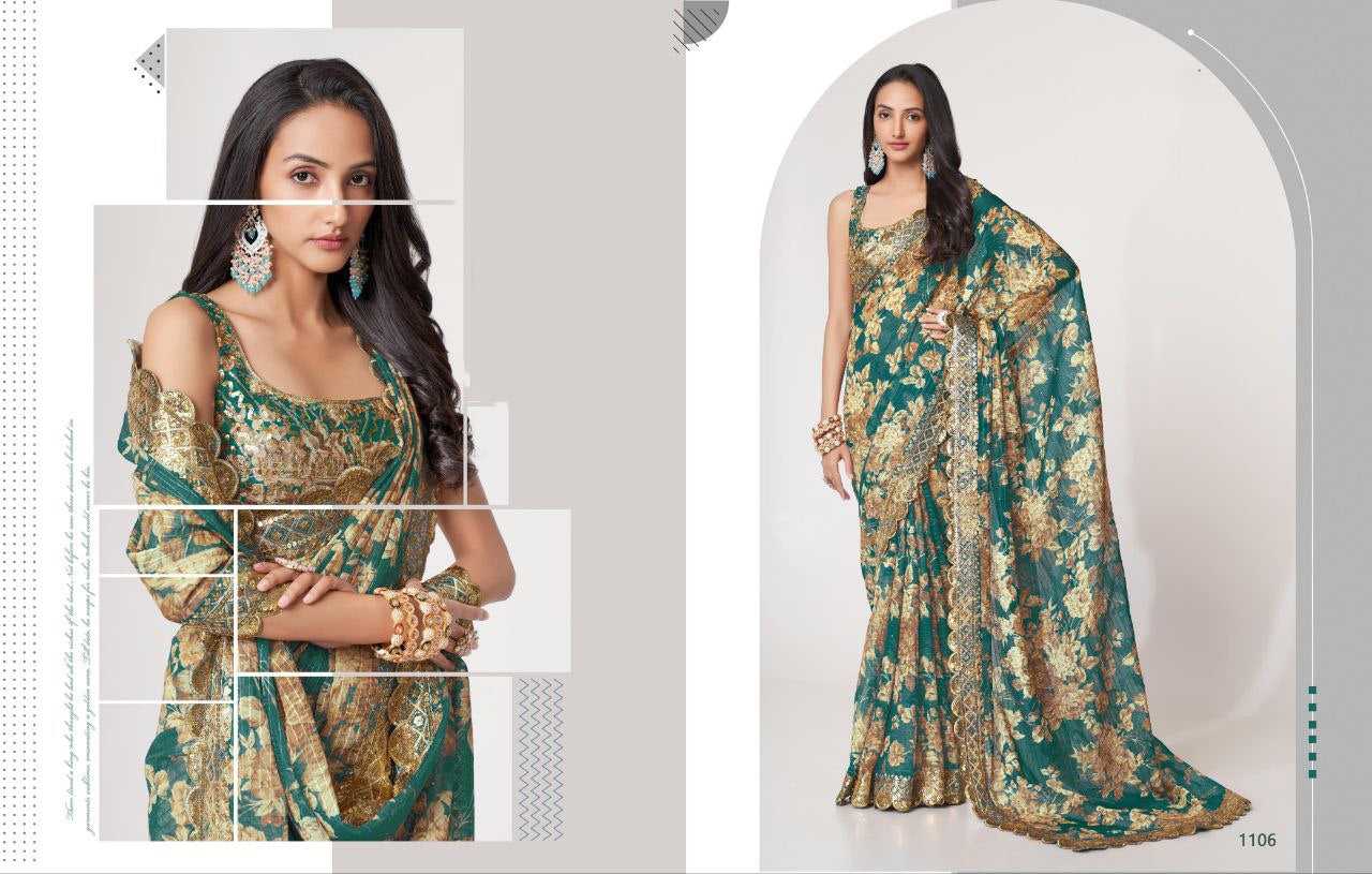 LUXE CHIC Floral Sarees