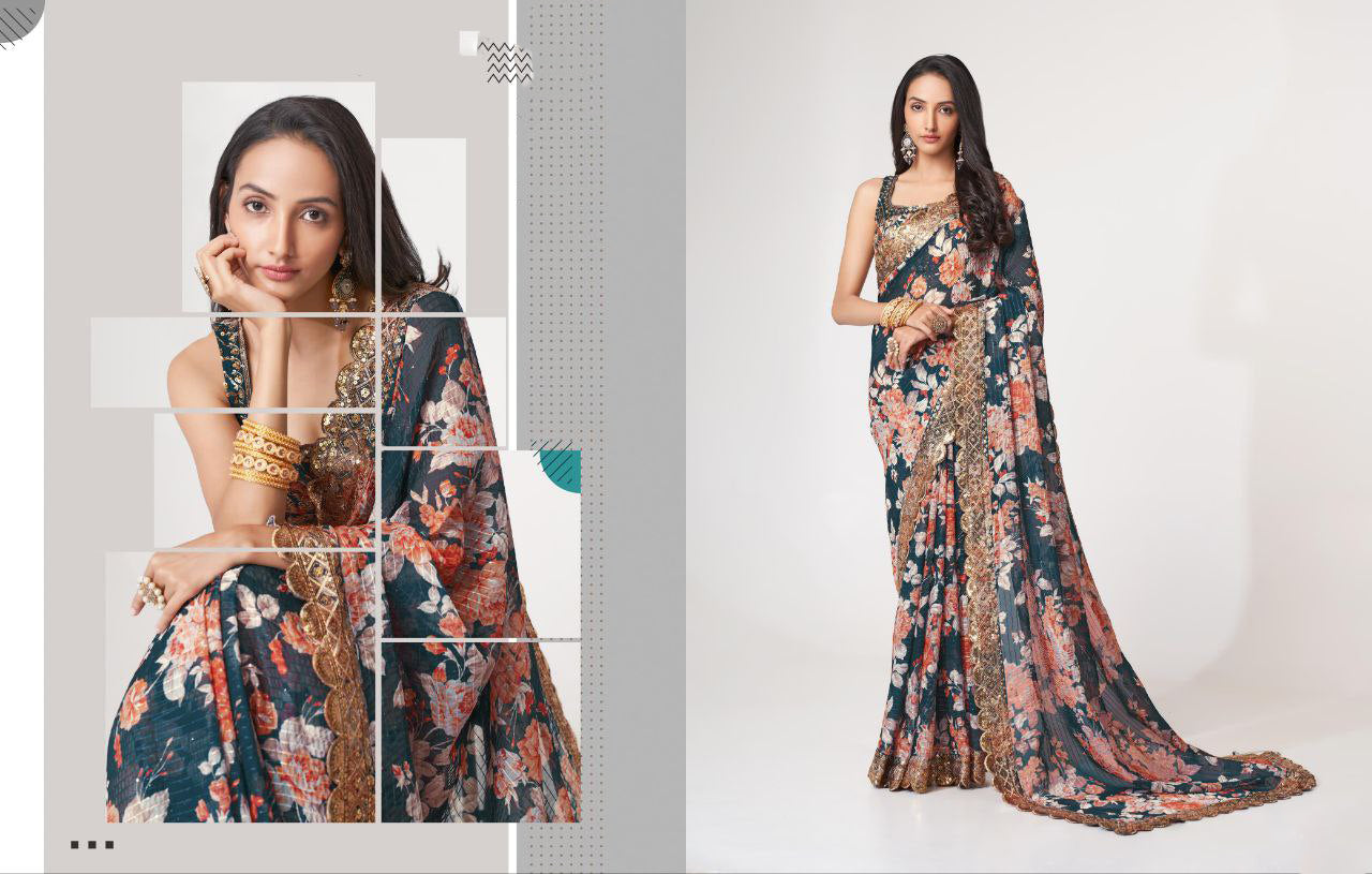 LUXE CHIC Floral Sarees