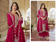 LUXE CHIC Heavy Chinon with Embroidery work & Sequence Work suit