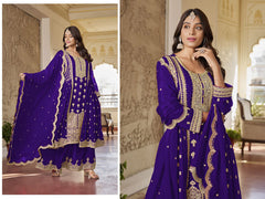 LUXE CHIC Heavy Chinon with Embroidery work & Sequence Work suit